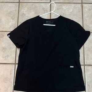 Figs Black V-Neck Scrub Top